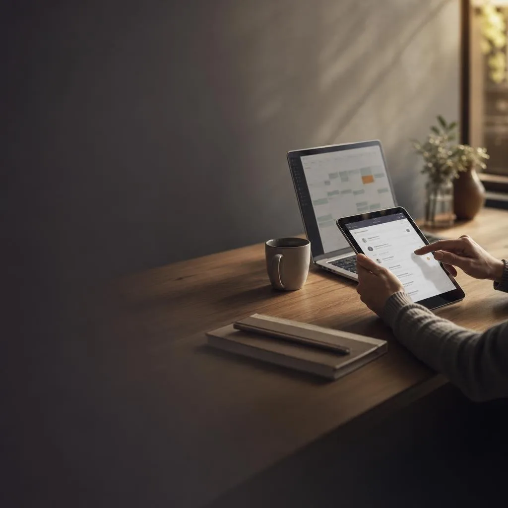Booking reminders and confirmations on a tablet